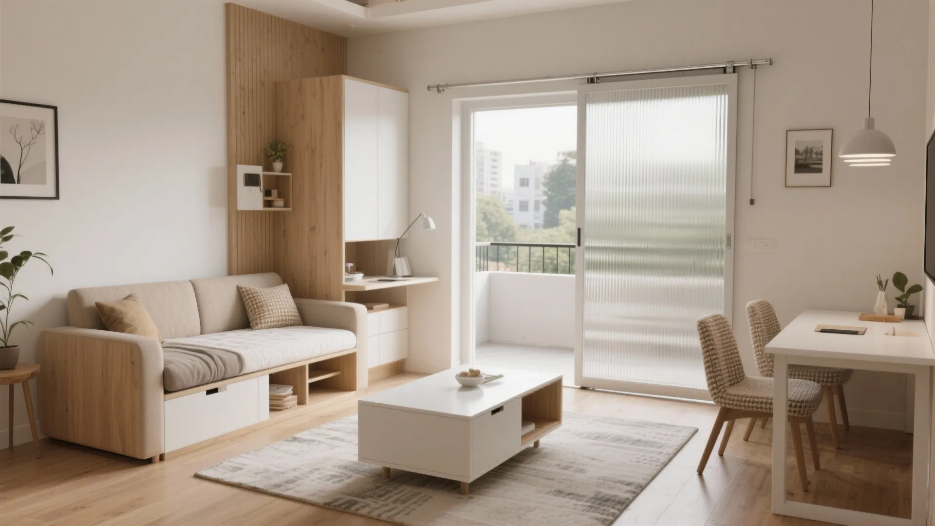 Flexible furniture and sliding partitions that work overtime