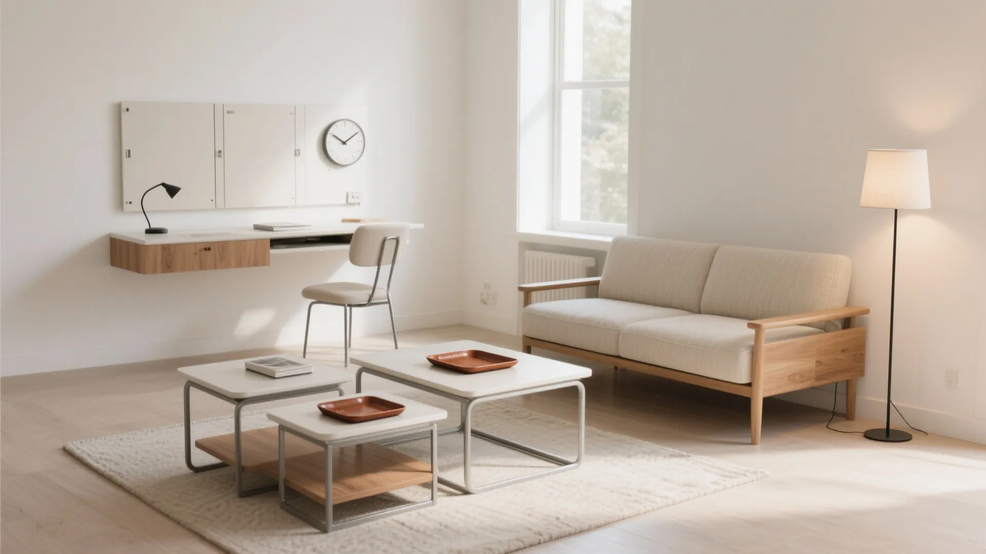 Flexible Pieces: Nesting Tables, Foldaway Desk, and Slim Lighting