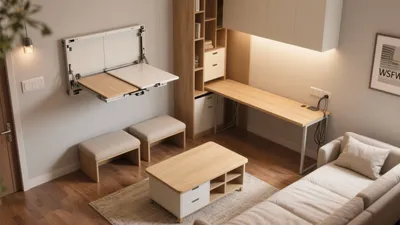 Space-Saving Home Office with Foldable Desk