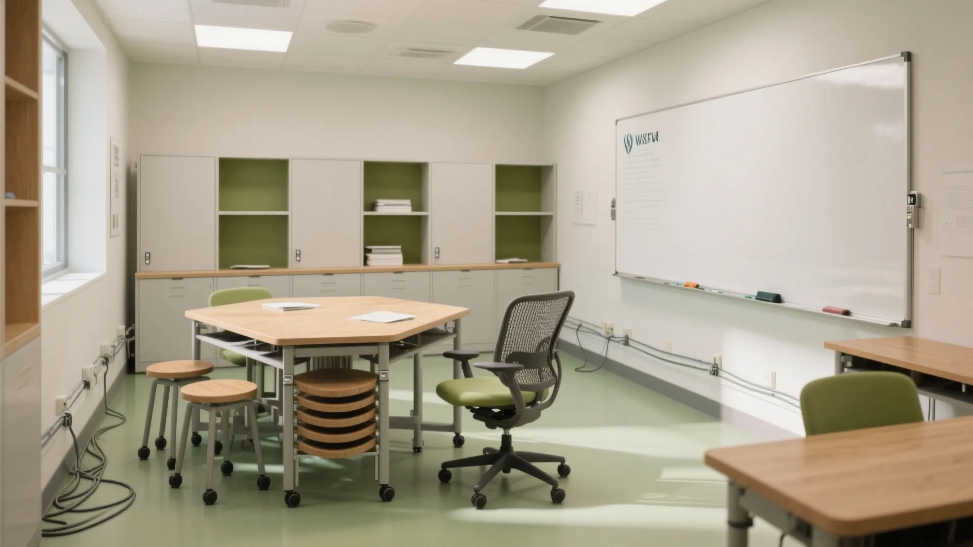 Flexible furniture that shifts from solo focus to teamwork