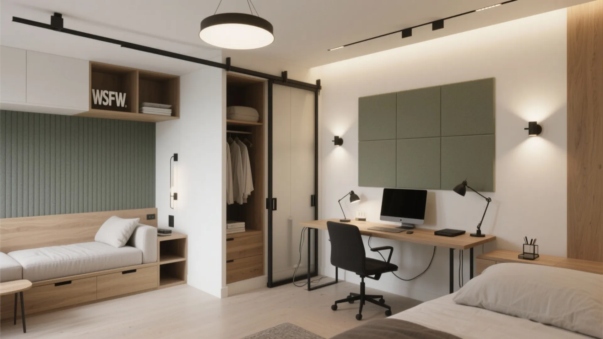 Flexible third bedroom: guest room meets home office