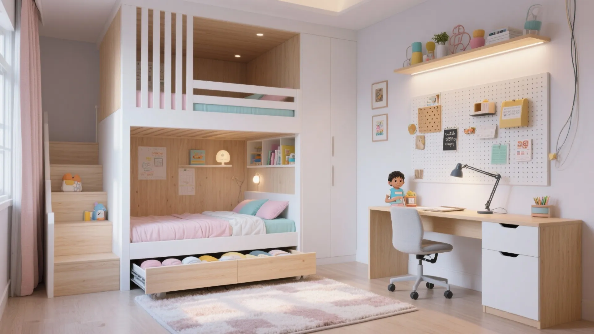 Flexible kids’ room, study, and guest combo