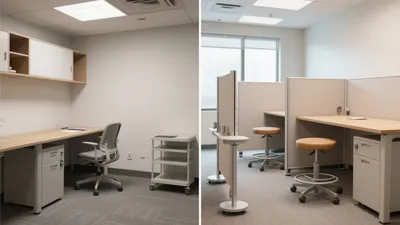 Modern Office Workstation Design with Flexible Furniture