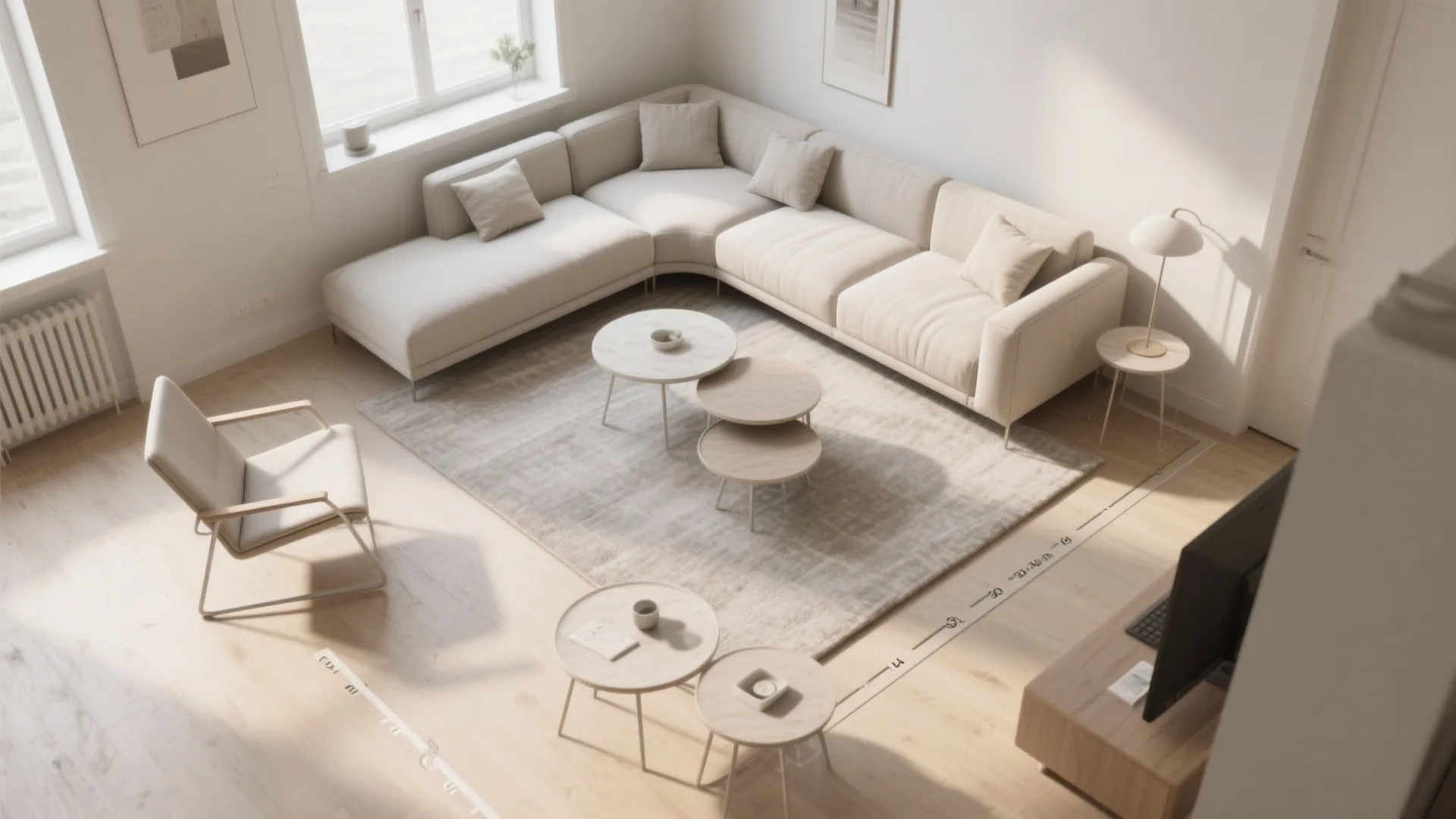 3) Lightweight, flexible furniture layout