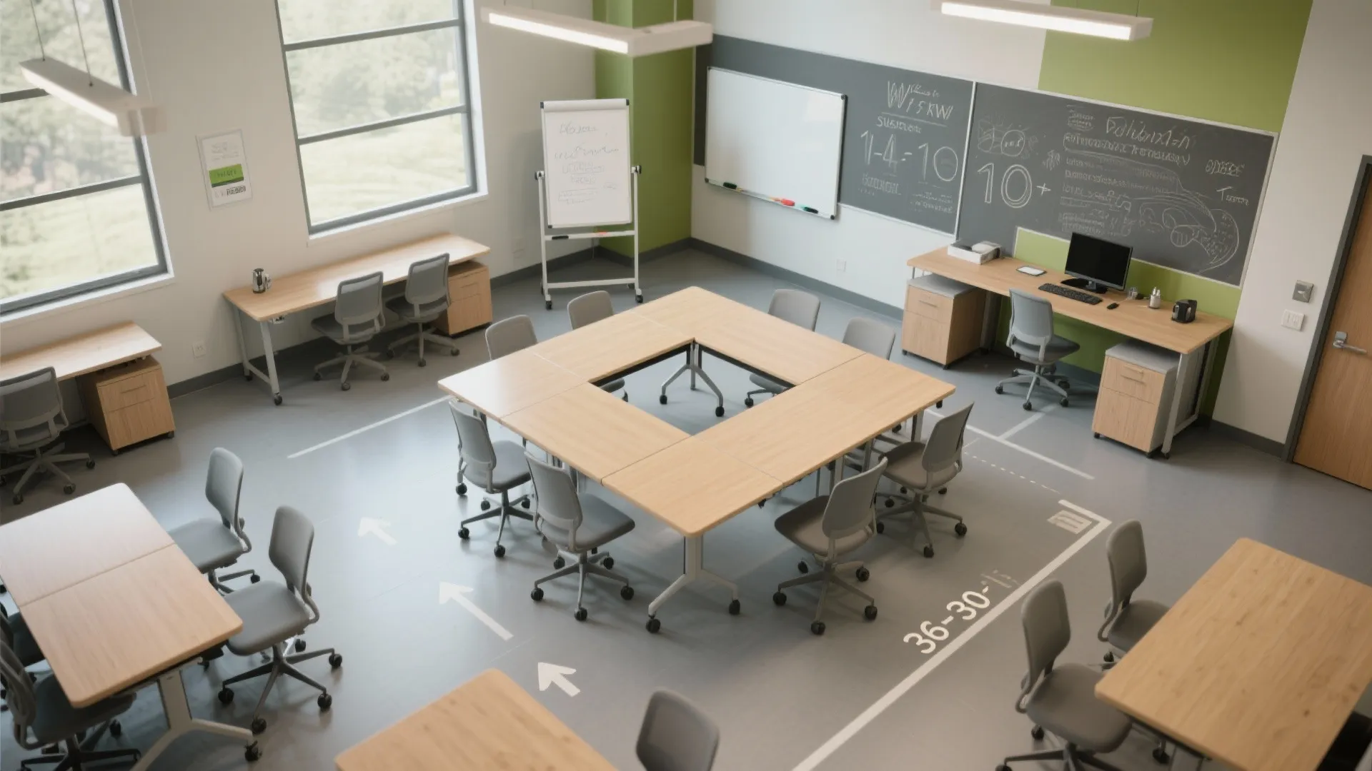 Flexible furniture and writable walls for rapid reconfig