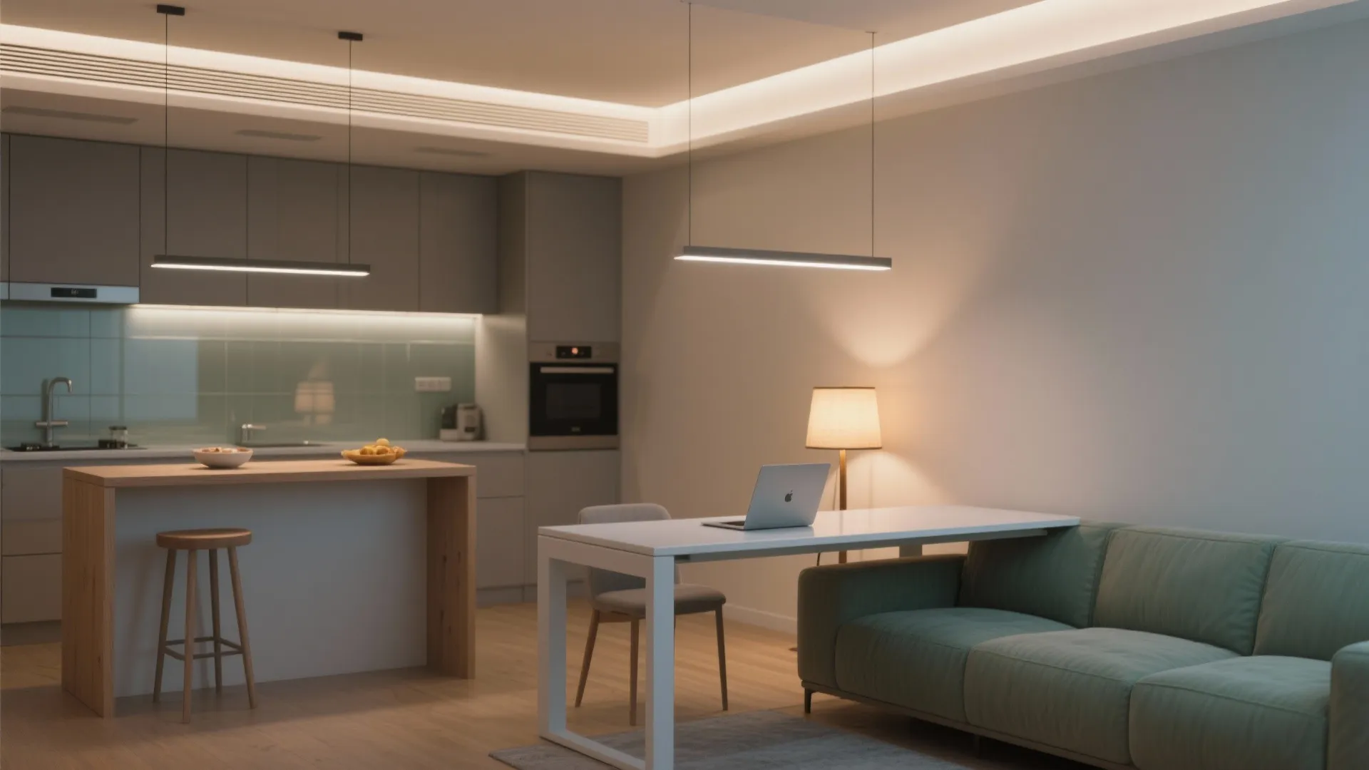 Flexible Furniture and Layered Lighting for Balance