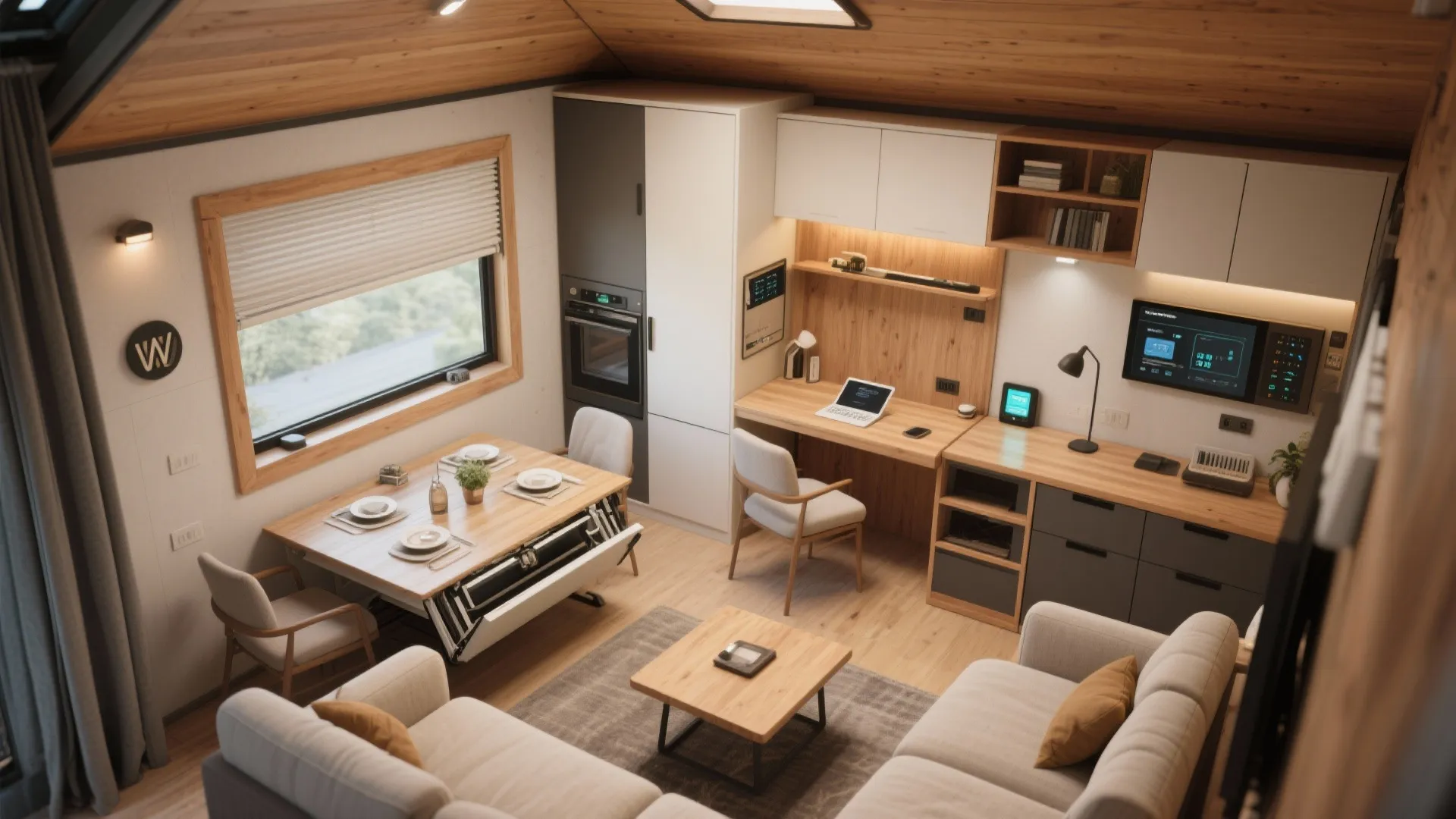 5. Flexible living with fold-down furniture and smart tech