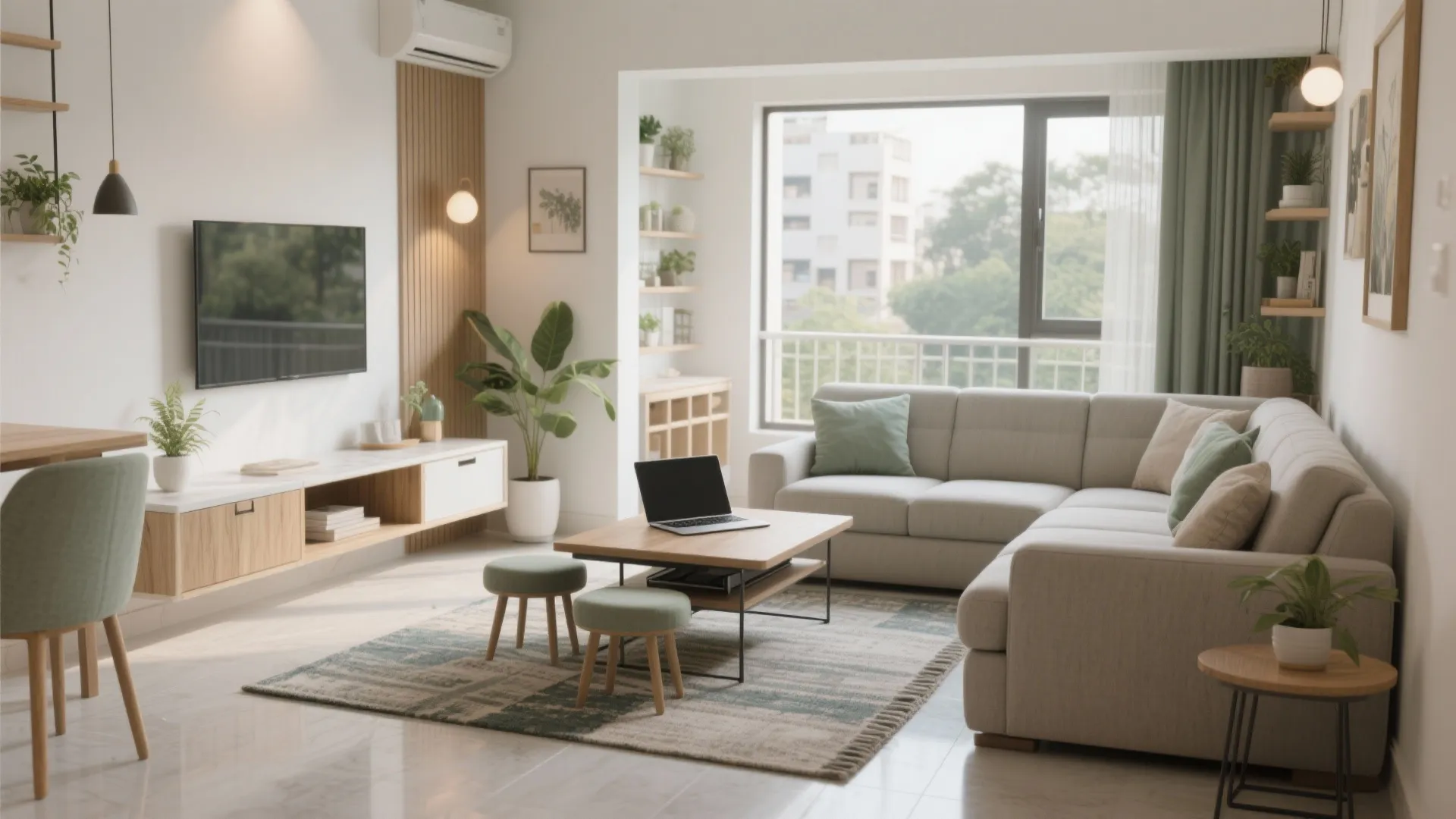 Flexible Living–Dining with Multi-Tasking Furniture