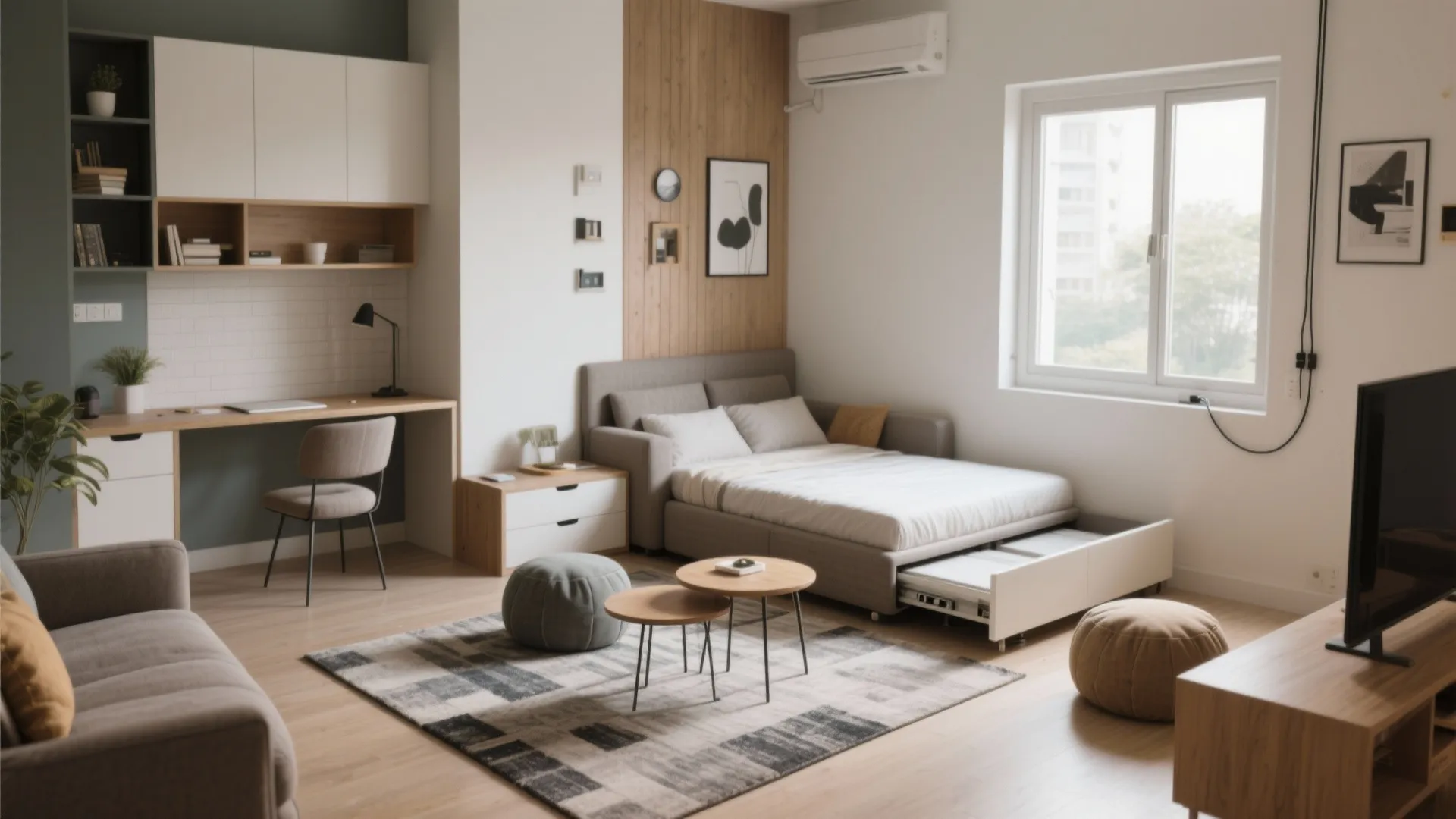 Multi-functional living zones and flexible furniture