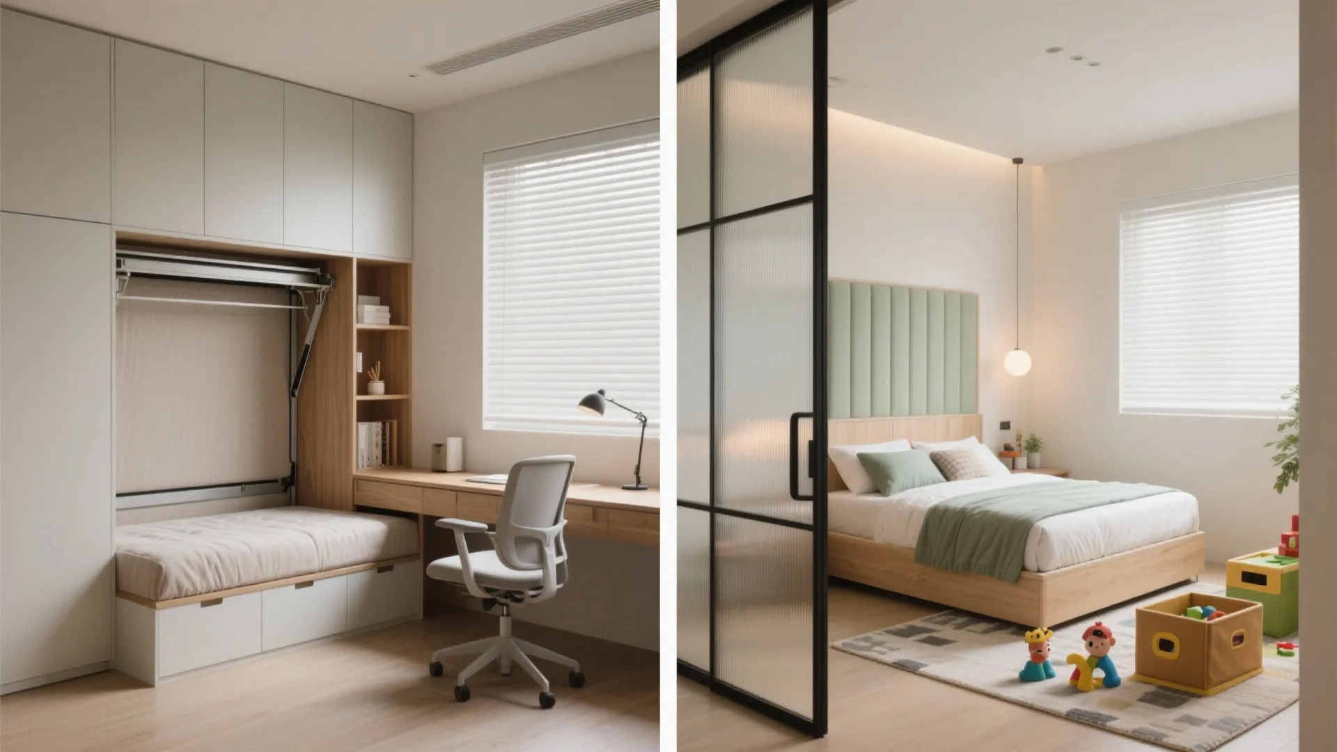 Flexible room = guest room + home office + play corner