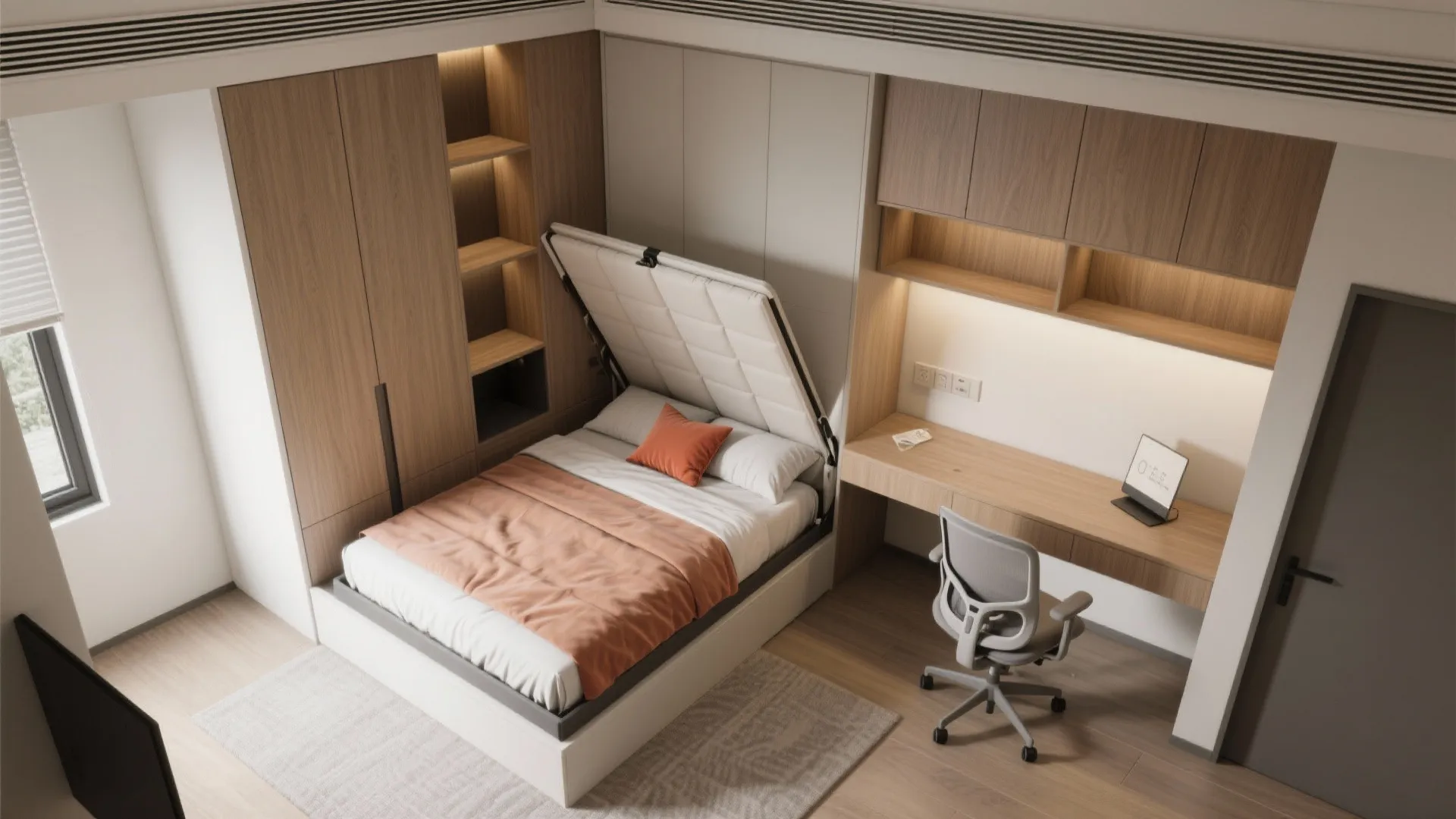 2. Convert one bedroom into a multifunctional flex room