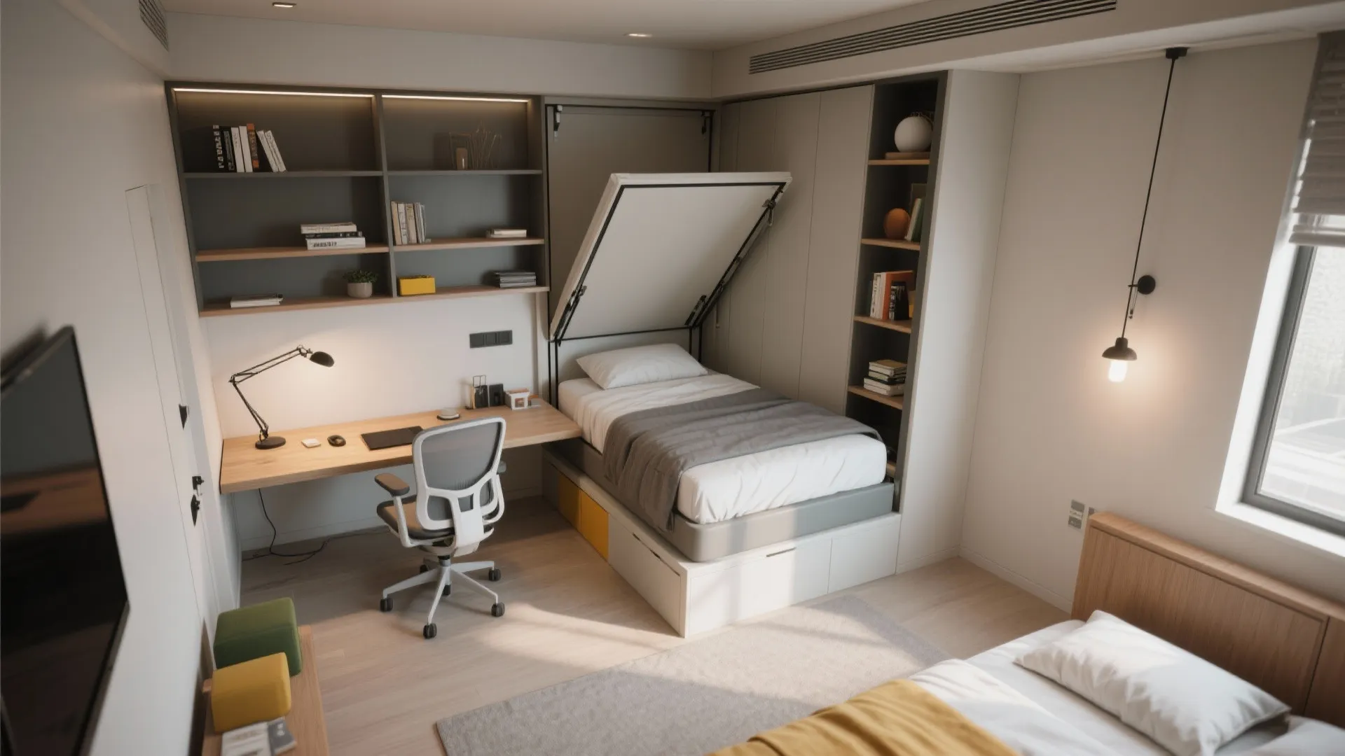 3. Flexible rooms: guest bedroom by day, office by night