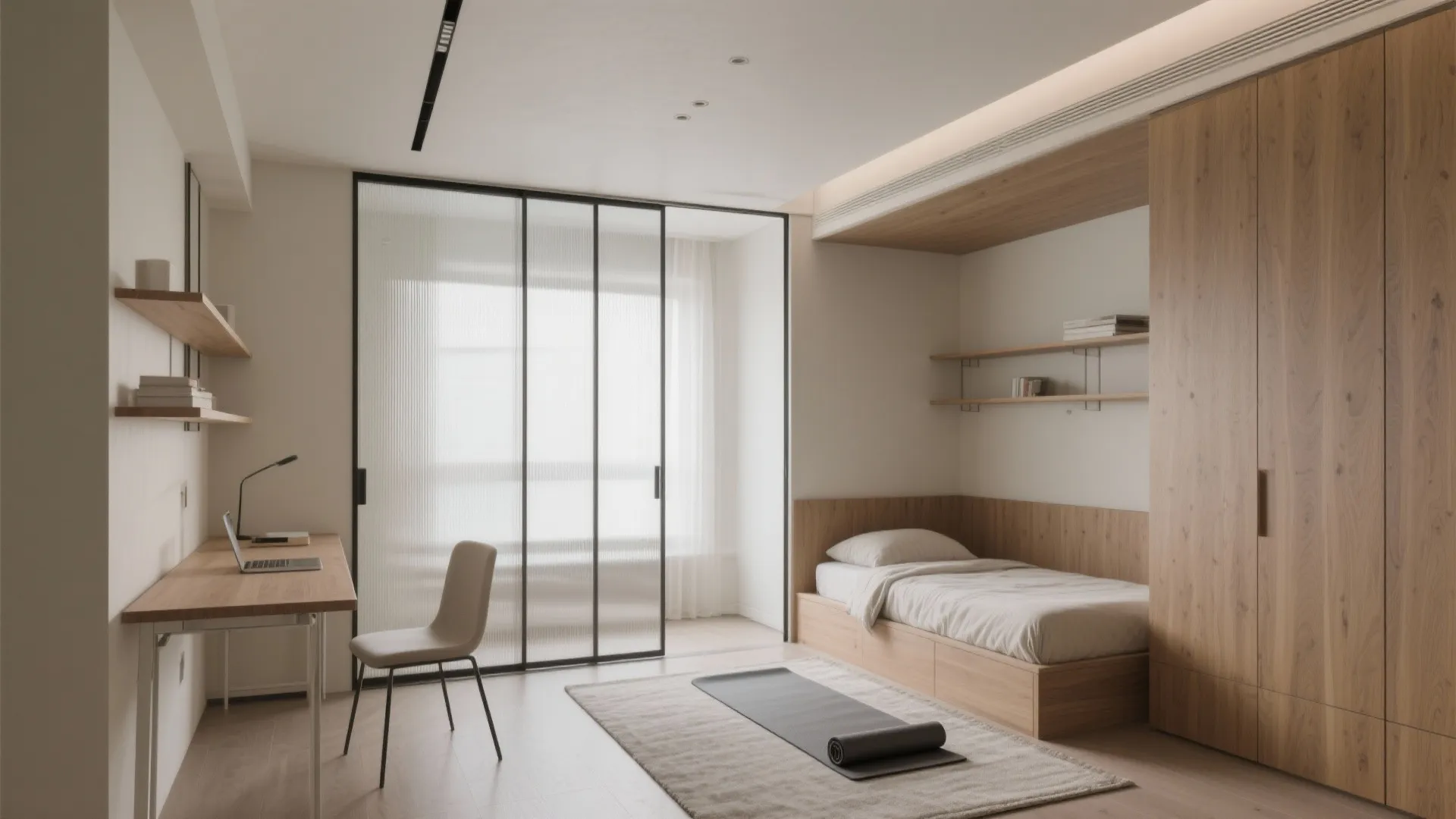 Sliding Partitions for a Flex Bedroom-Study