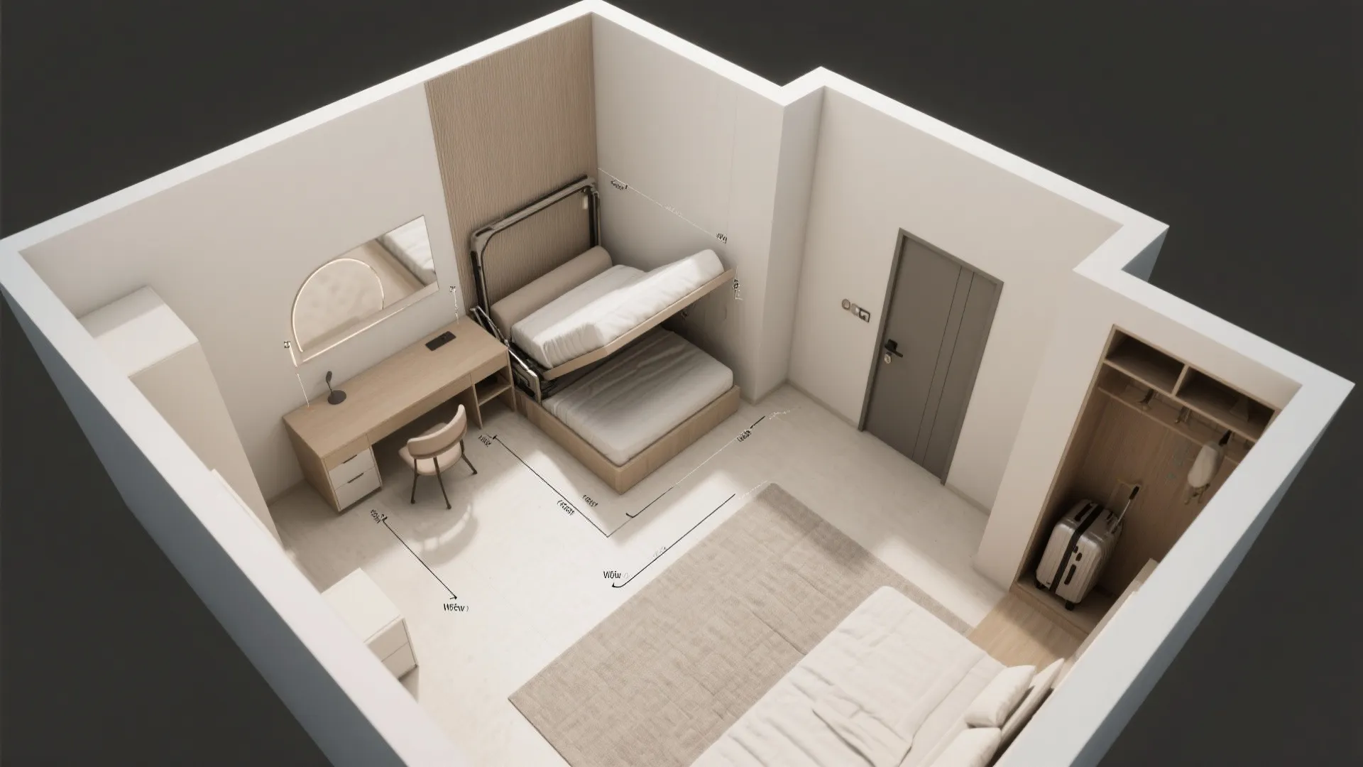 Flexible fourth room: study by day, guest room by night