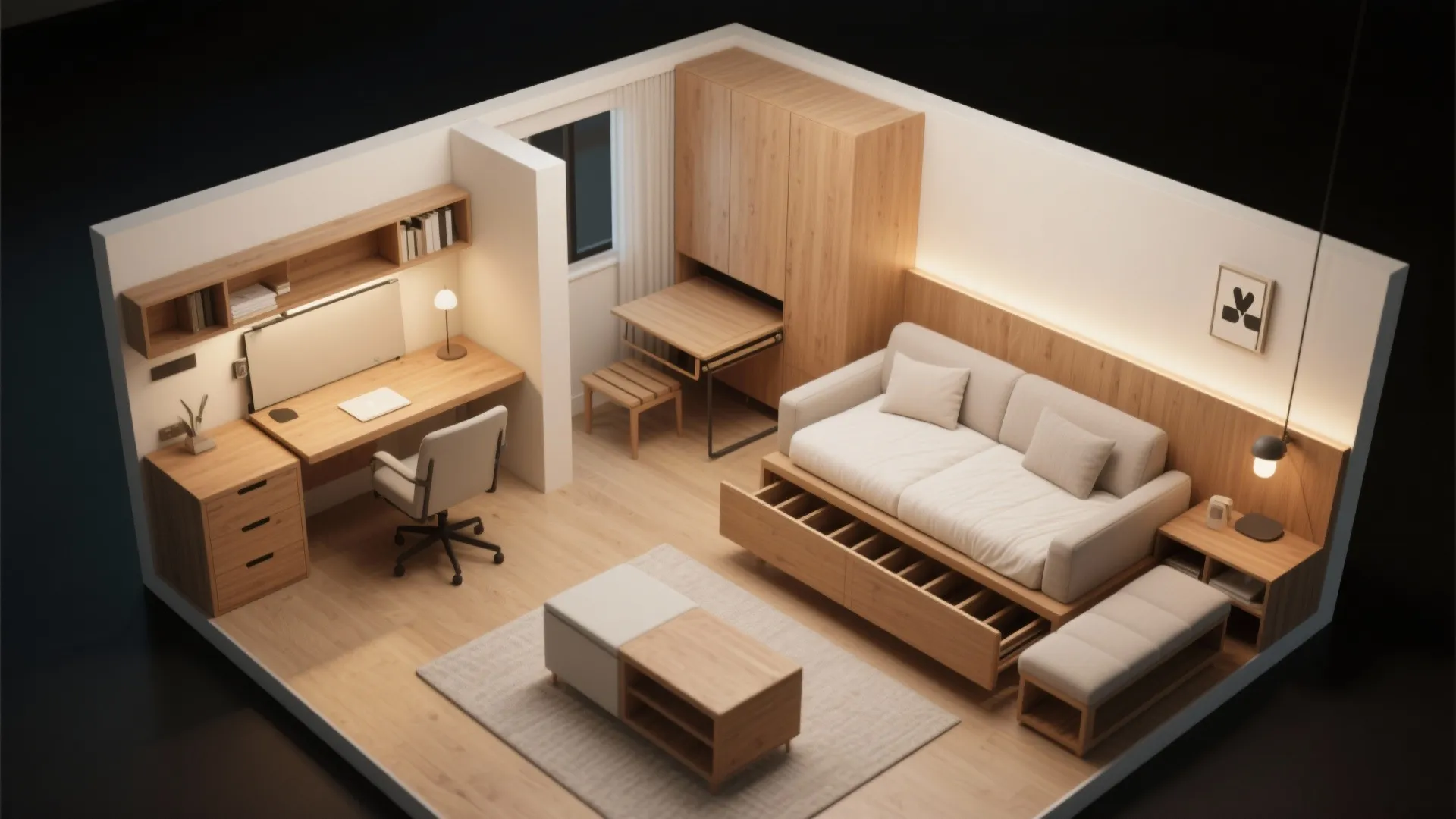 Flexible storage and multipurpose rooms