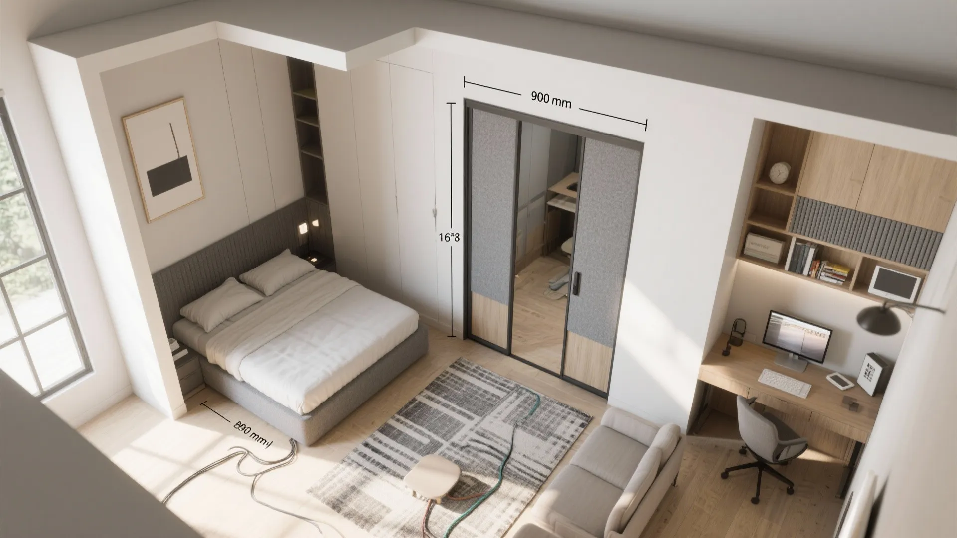 Flexible fourth room: study, guest, or den—with acoustic sense