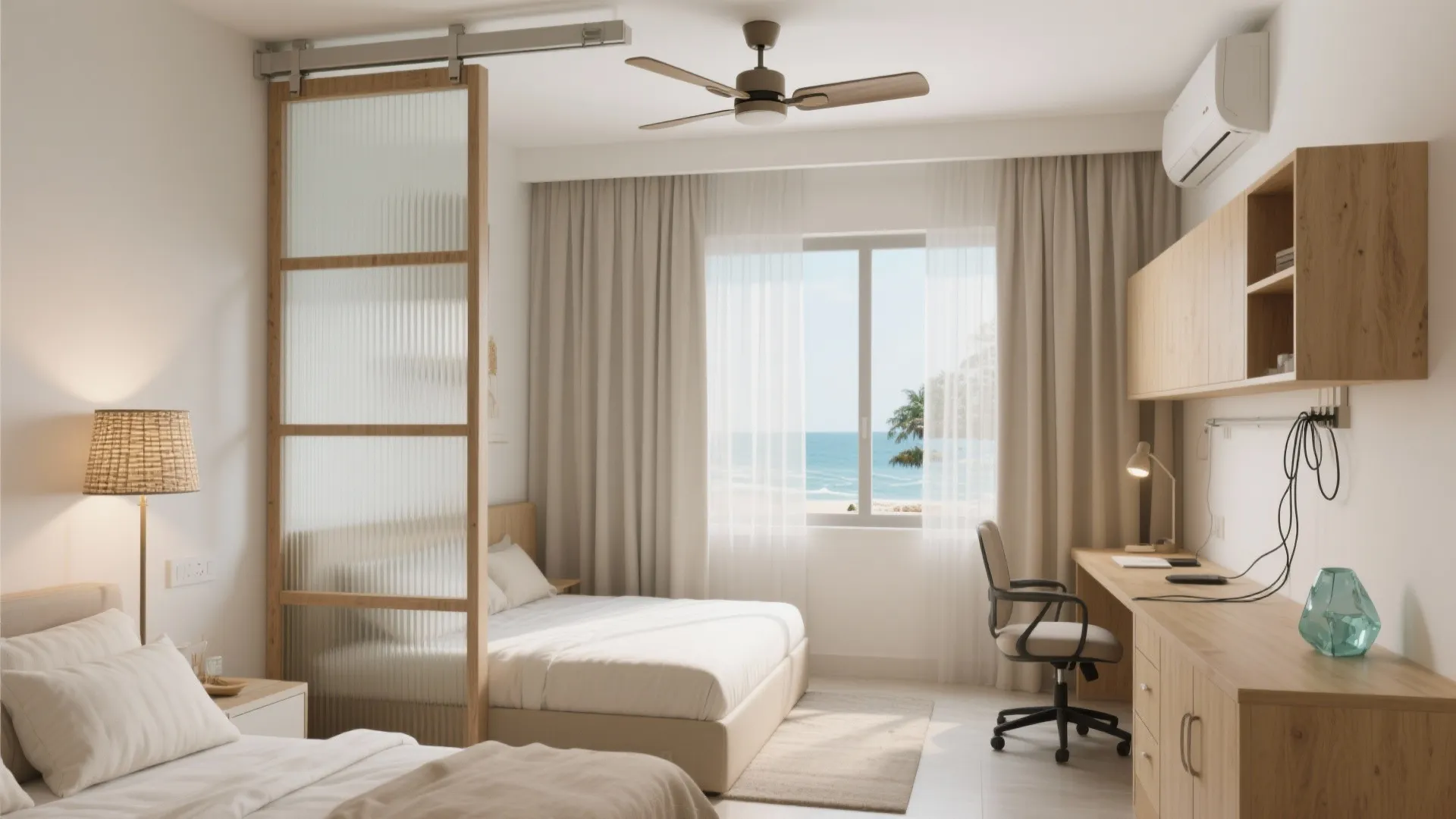 Flexible Guest Room/Home Office with Sliding Partitions