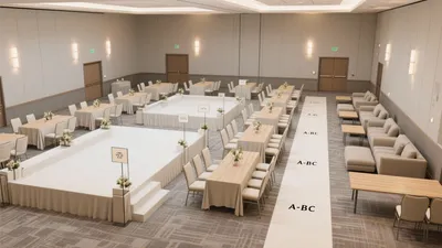 Elegant Event Hall Layout for Weddings and Conferences
