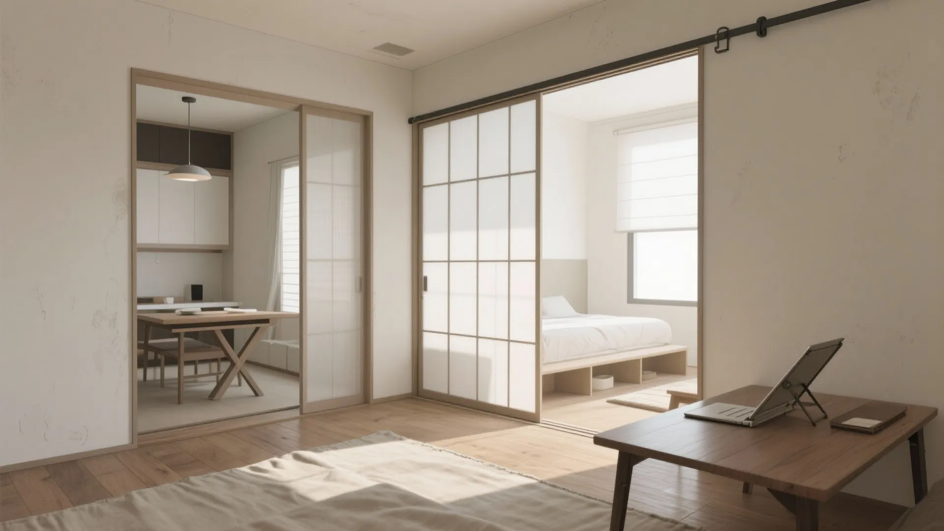 Tips 5: 可動家具で間取りを増やす—引き戸と折りたたみの合わせ技（東京 小戸型の発想）