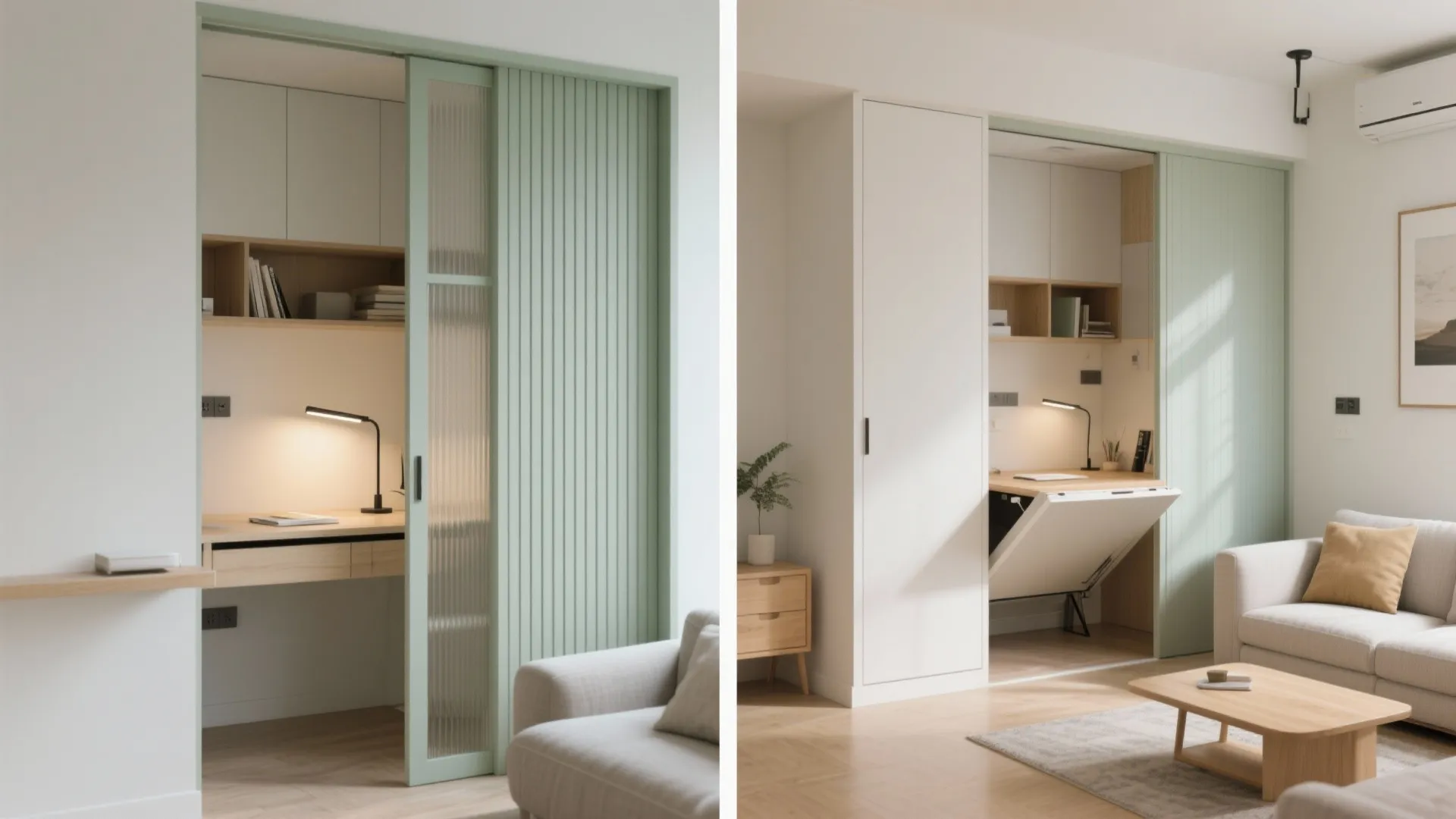 Flexible zones with sliding partitions and foldables