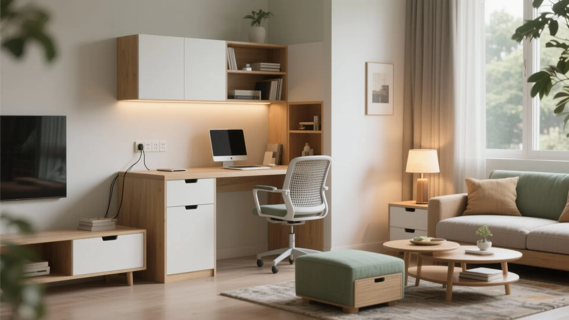 Flex furniture and a plug-in study nook