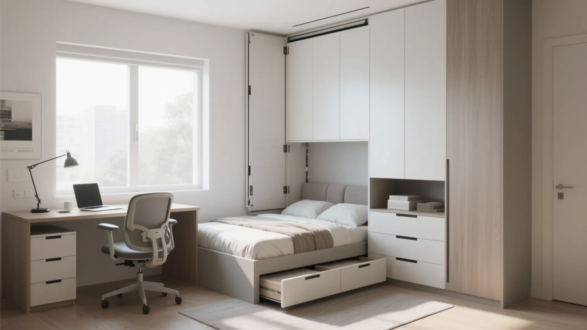 Flexible third bedroom — office by day, bedroom by night