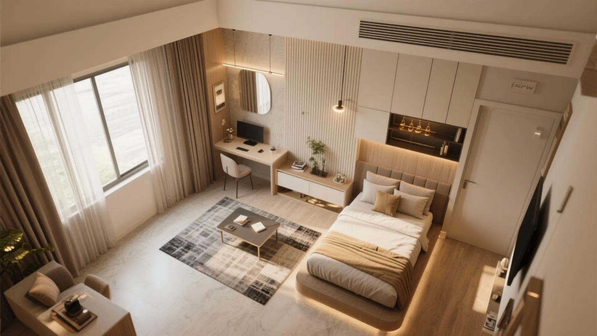 Flexible Living: Sliding Partition, Sofa Bed, and a Quiet Desk