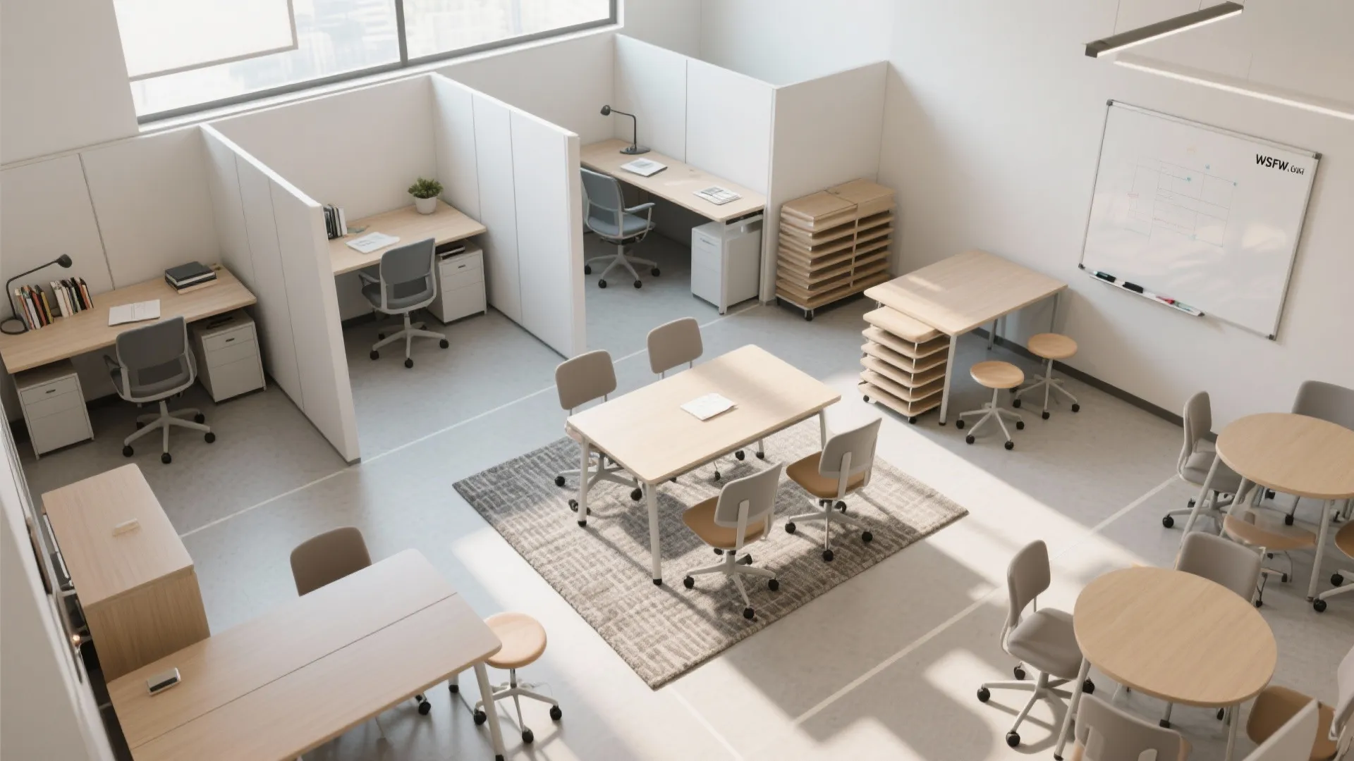 Flexible furniture that shifts from solo focus to teamwork