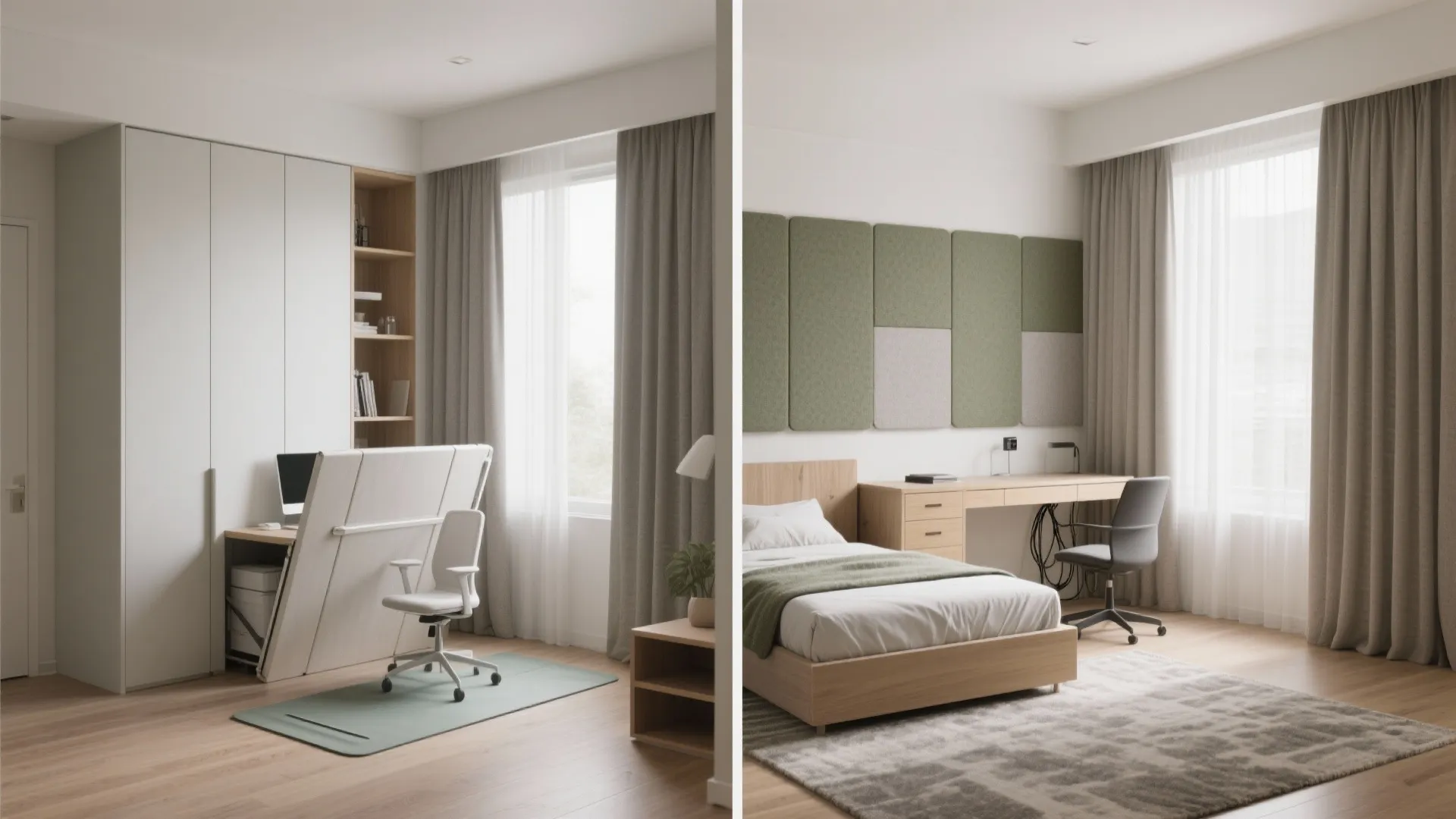 Flexible room zoning for work, wellness, and guests