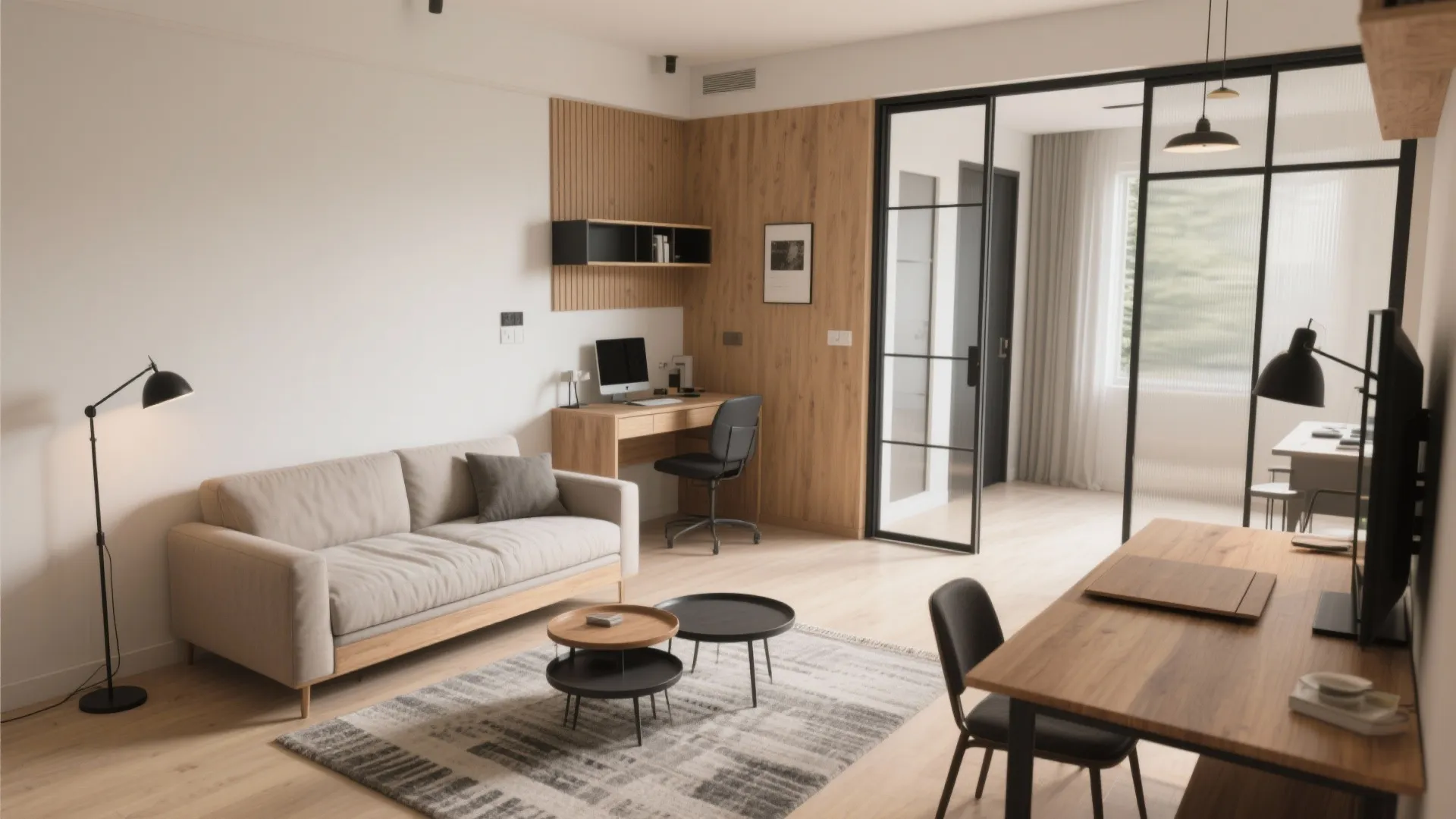 Foldable, modular furniture and flexible zoning