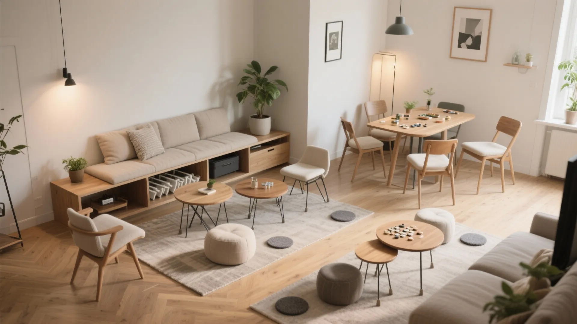 Flexible zoning with movable seating