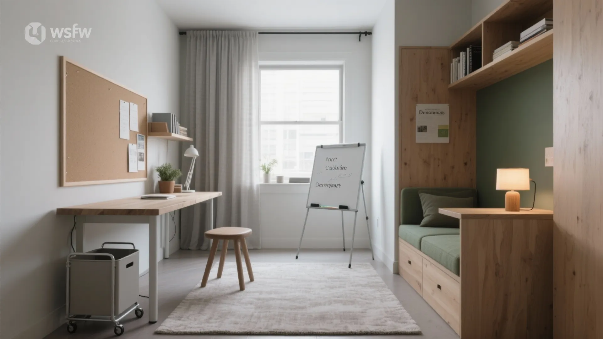 1) Flexible zoning for compact study rooms