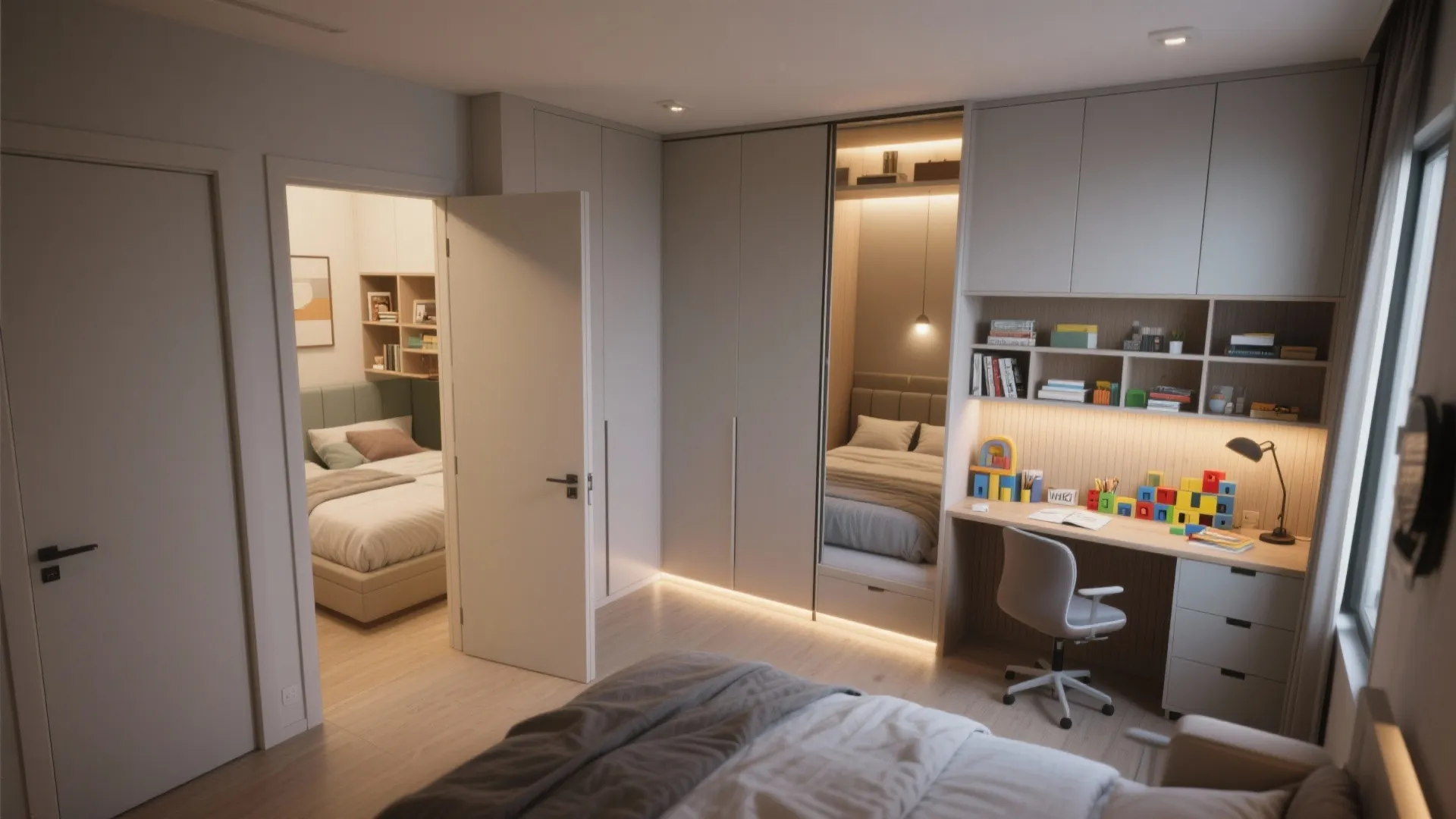 4. Flexible bedroom use with pocket doors