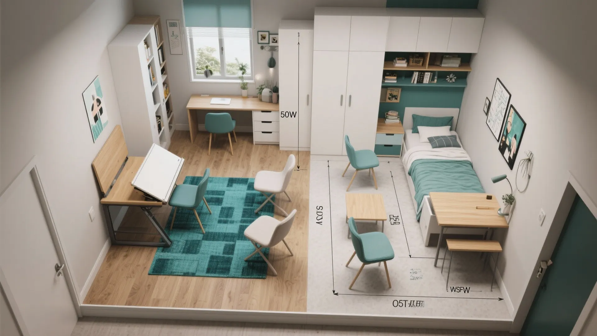 3. Flexible Zones with Foldable Furniture