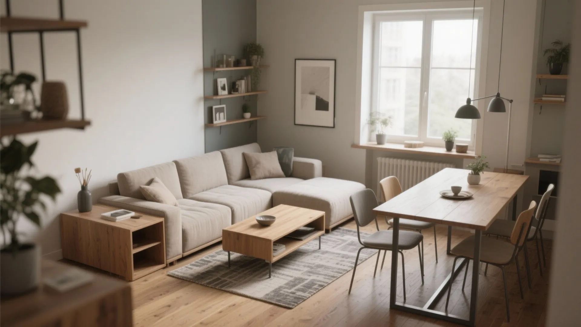 1. Flexible furniture with clear traffic lanes