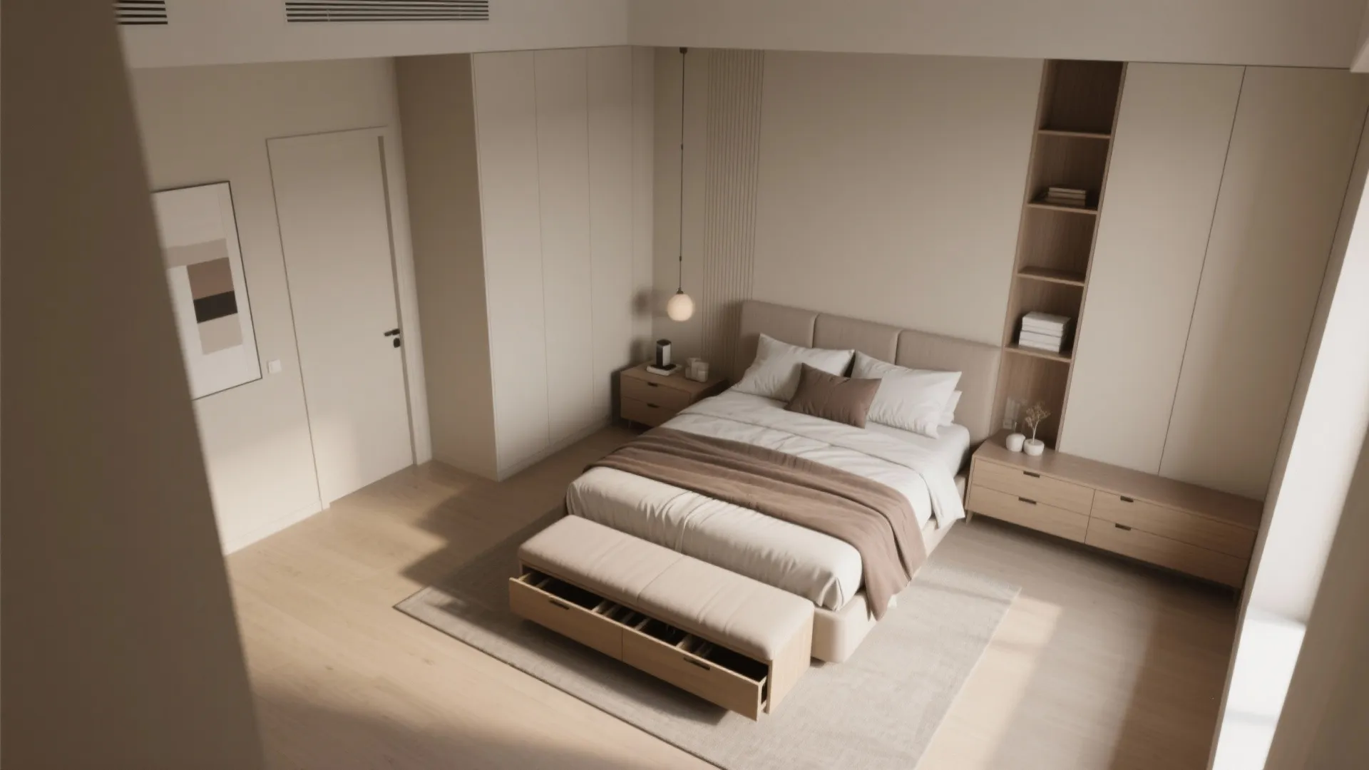 5. Flexible furniture for small neutral bedrooms