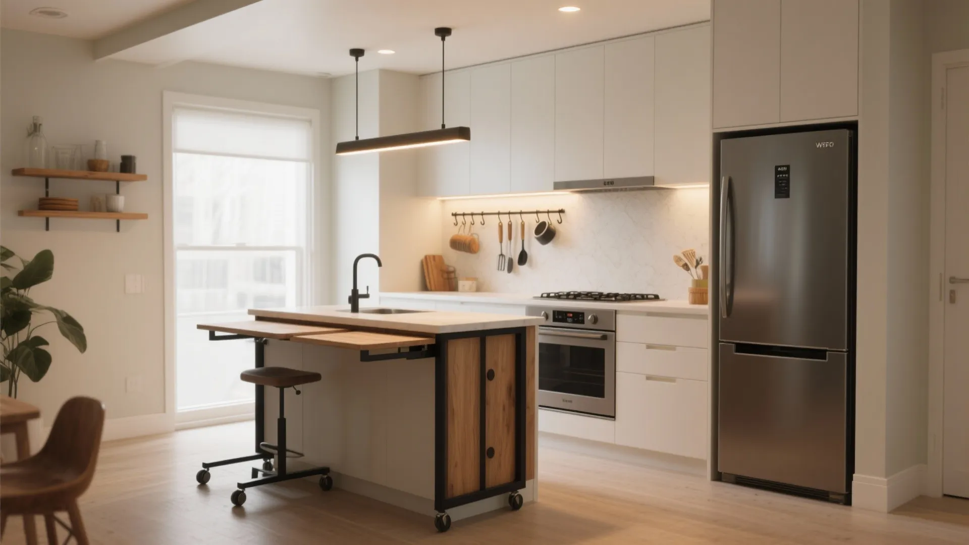 Flexible Pieces: Slim Appliances, Rails, and Moveable Islands