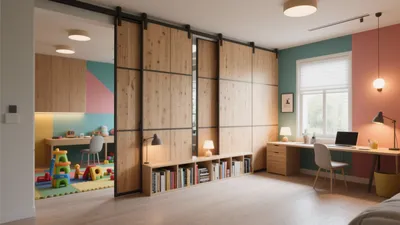 Multi-Functional Home Office with Sliding Barn Doors