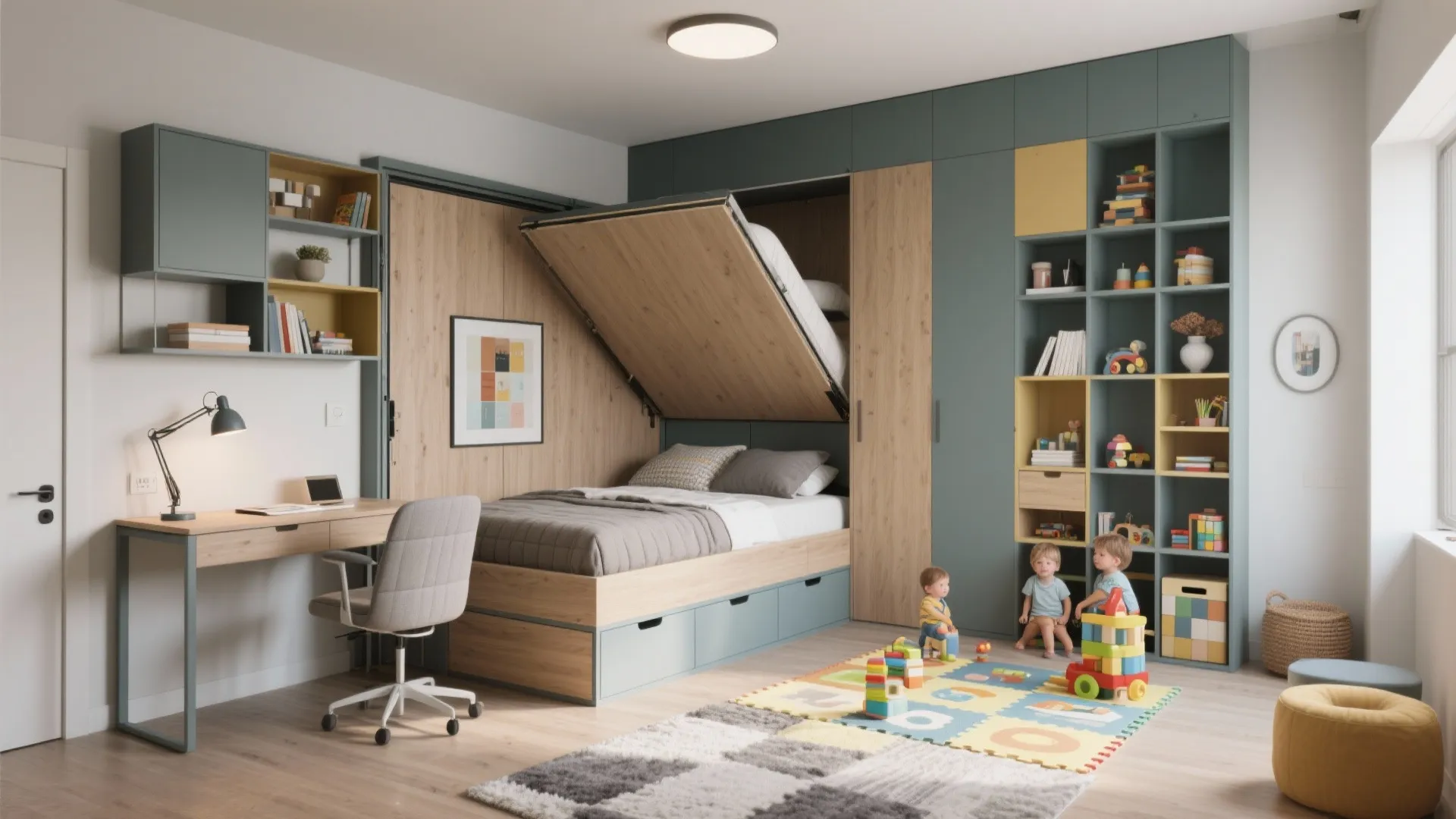 5. Flexible rooms: guest, office, playroom in one