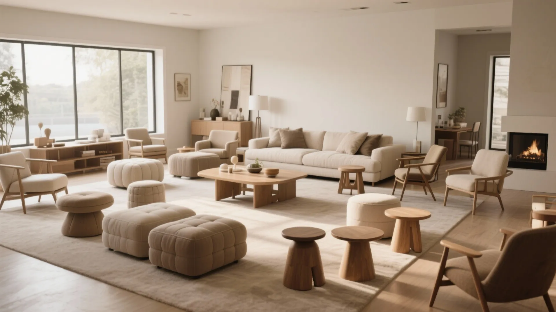 Movable seating options in large living room