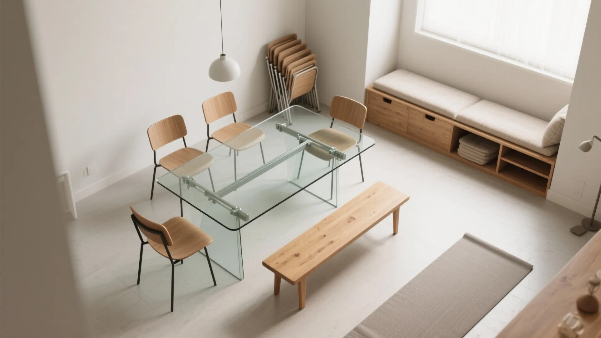 4. Rethink seating: benches, stackables, and multifunction pieces