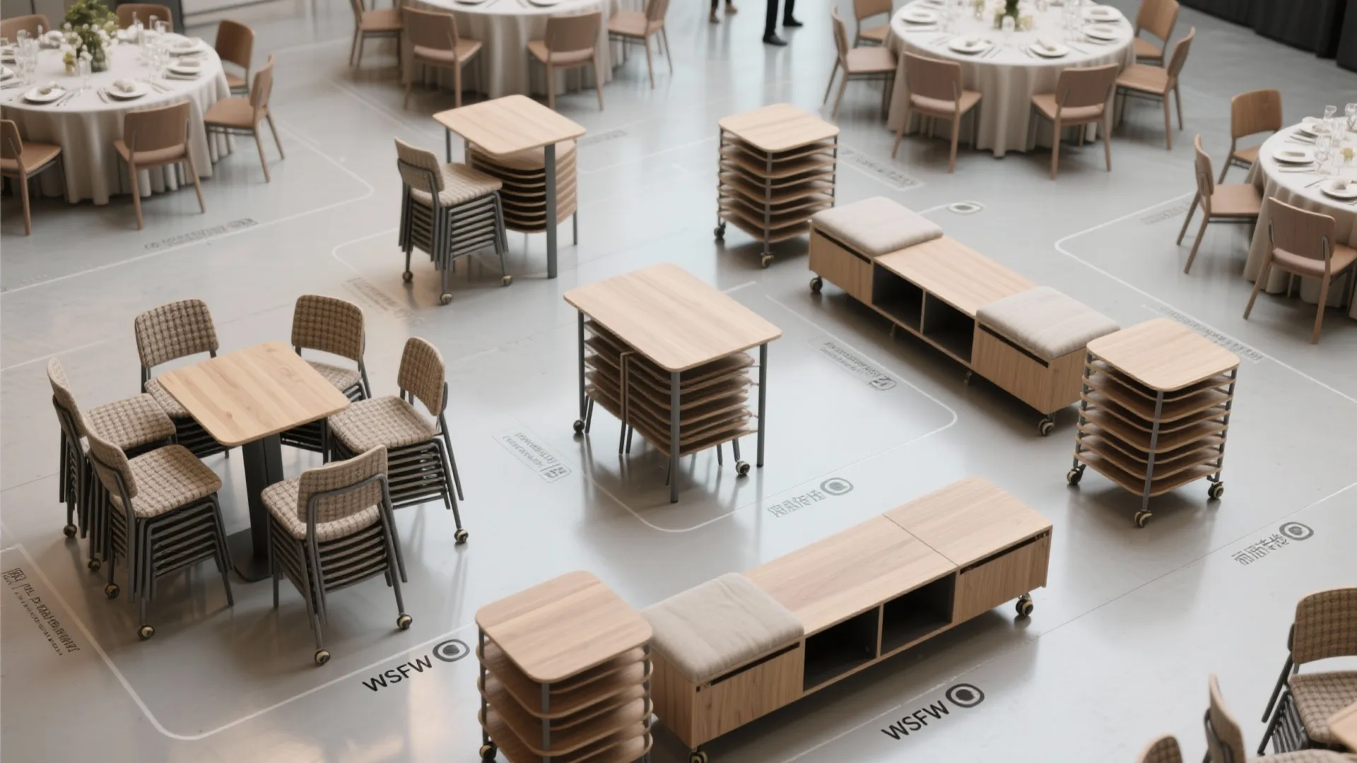 2. Flexible seating that stacks and nests