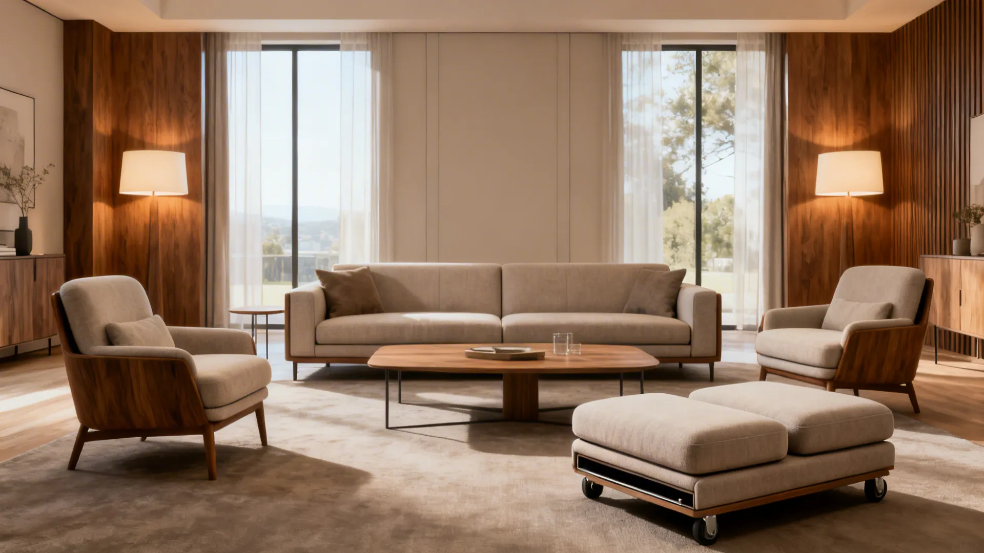 Flexible Seating: Ottomans, Poufs, and Slim Armchairs