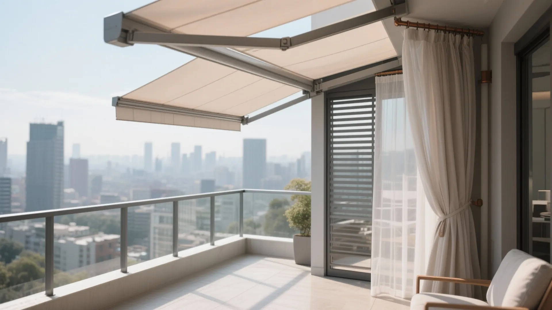 4) Flexible shade: retractable awning, outdoor curtain, or slatted pergola