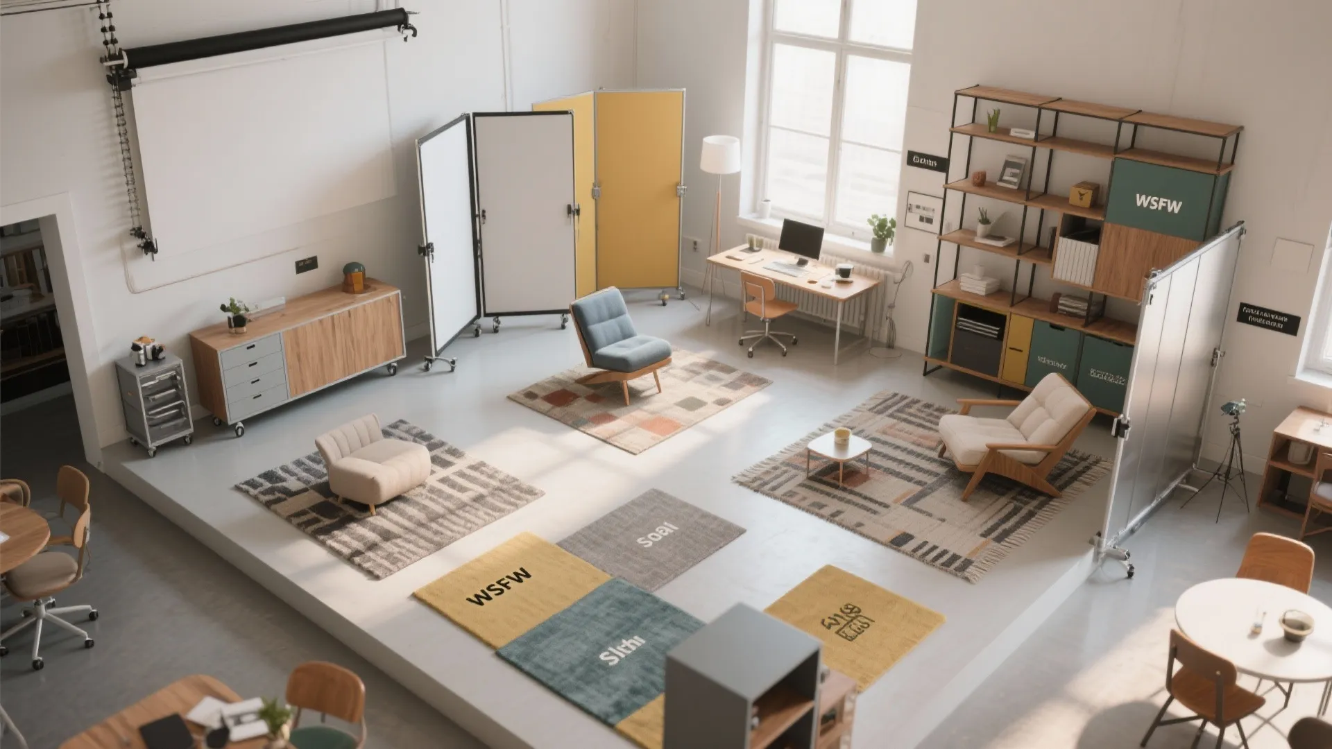 3. Flexible zoning with movable furniture