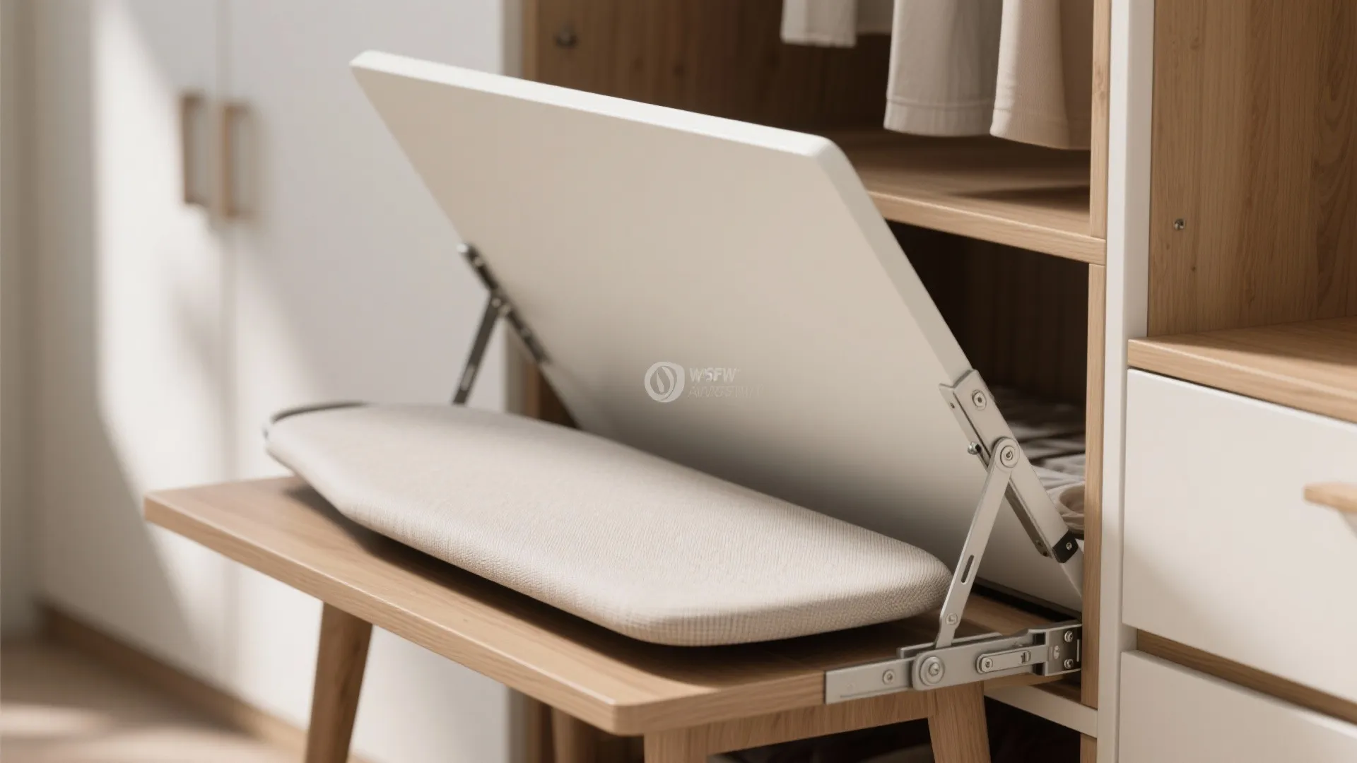 4. Flip-up ironing board integrated into cabinetry