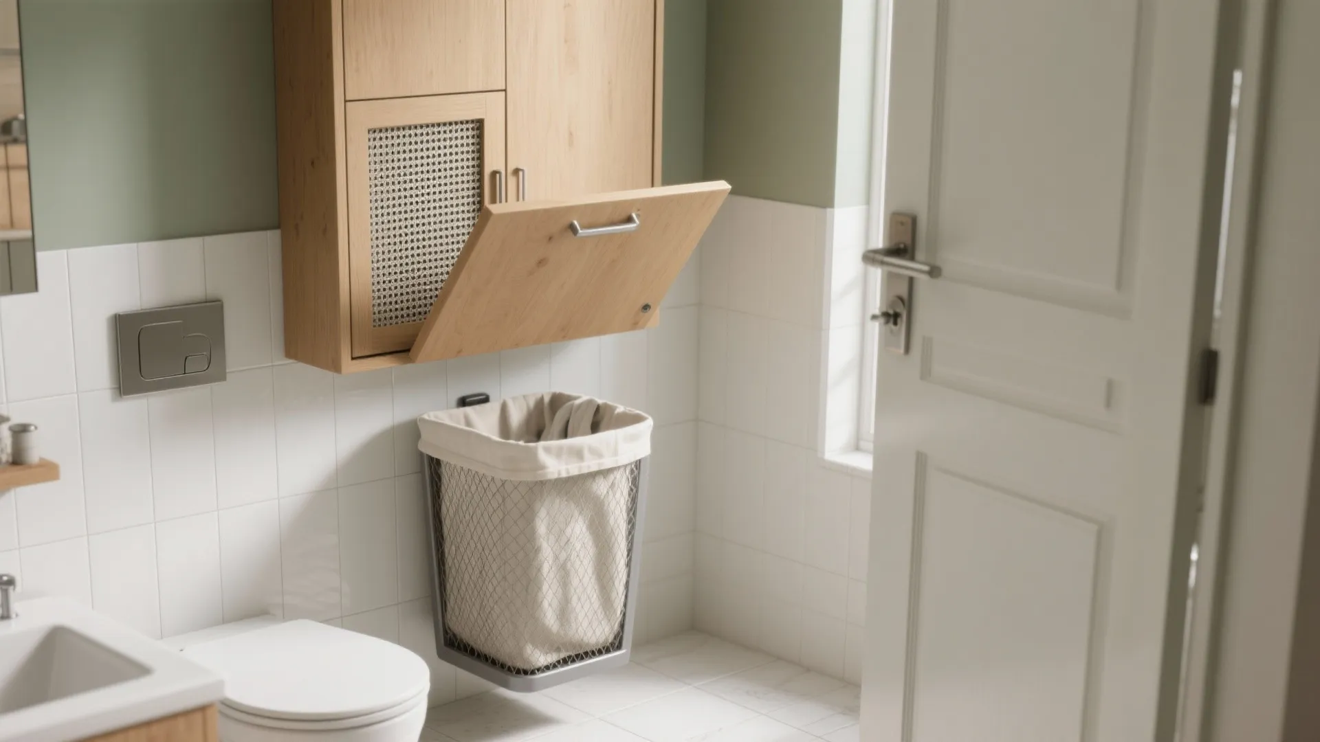 Idea 1: Wall-Mounted Flip Hampers