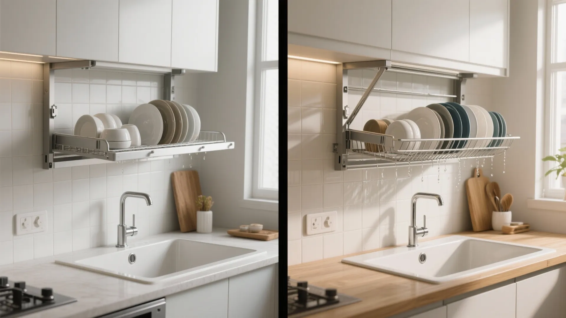 4) Flip-Down Drying Rack Above the Sink