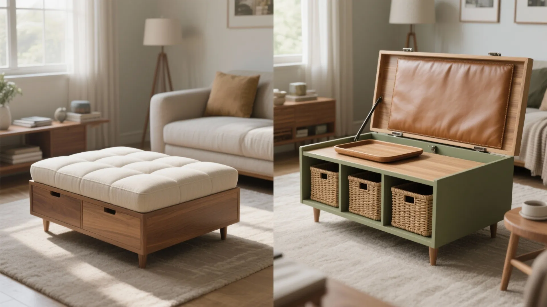 Flip-Top Ottoman with Hidden Storage