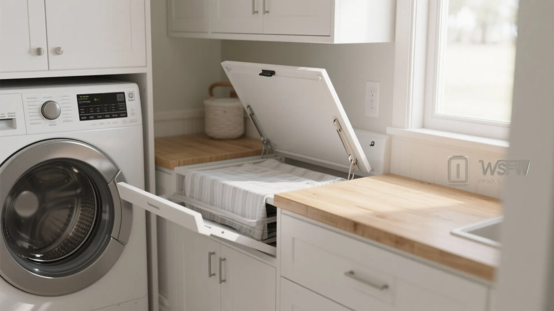 1. Tilted Shelf + Flip-Up Folding Station